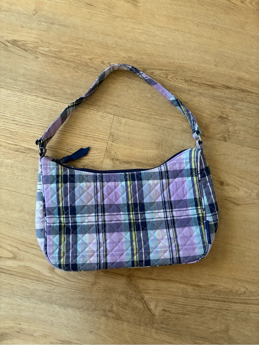 Vera Bradley Frannie Crescent Crossbody in Amethyst Plaid
